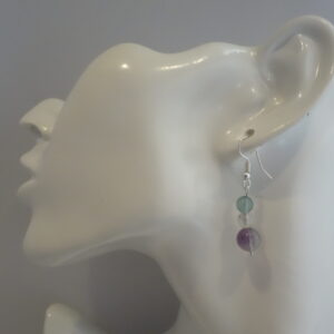BOUCLES D&rsquo;OREILLES EN FLUORITE ARGENT 925