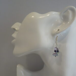 BOUCLES D&rsquo;OREILLES EN FLUORITE BAROQUE SUR ARGENT 925
