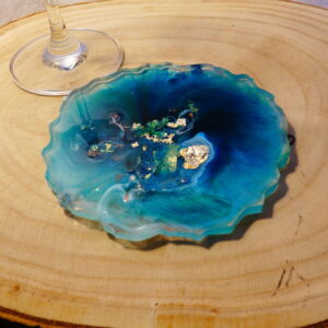 DESSOUS DE VERRES EN RESINE ET PIERRES NATURELLES PERSONNALISABLE