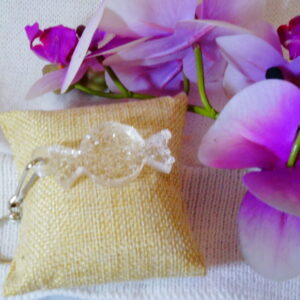 PORTE CLEF BONBON EFFET DIAMANT TRANSPARENT EN RESINE
