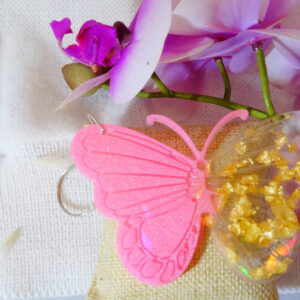 PORTE CLEF PAPILLON HOLOGRAPHIQUE EN RESINE