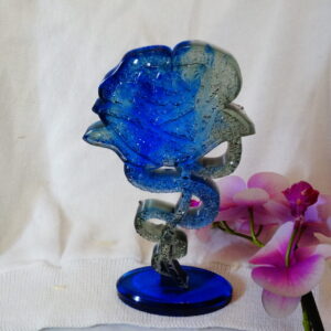 ROSE EFFET DIAMANT SUR SOCLE EN RESINE