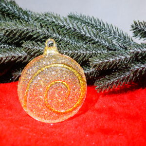 SUSPENSION DE NOEL RONDE EFFET DIAMANT DORE A PAILLETTES