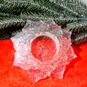 BOUGEOIR  PAILLETTES ARGENT EN RESINE