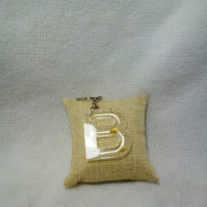 PORTE CLEF LETTRE B FEUILLE COULEUR OR