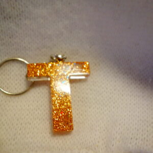 PORTE CLEF LETTRE T PAILLETTE CUIVRE