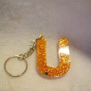 PORTE CLEF LETTRE U PAILLETTES CUIVRE