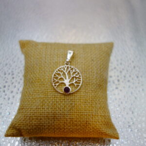 ARBRE DE VIE EN PLAQUE ARGENT ET PETITE BOULE EN AMETHYSTE