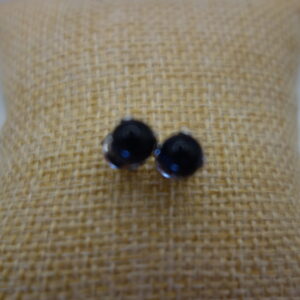 BOUCLES D&rsquo;OREILLES PUCES RONDES AGATE BLEU FONCEE