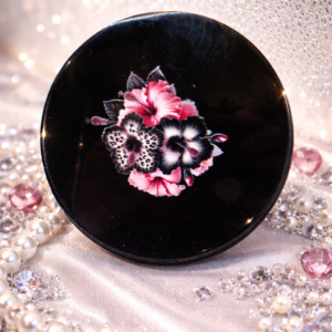 Dessous de verre en résine noir fleur