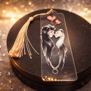 Marque page lions amoureux en acrylique