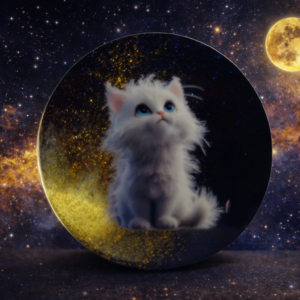 Dessous de verre en résine chat blanc