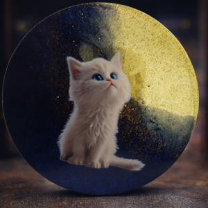 Dessous de verre en résine avec chat