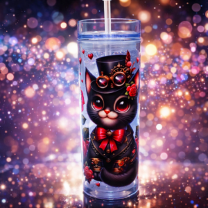 Grande gourde plastique sur motif chat et roses