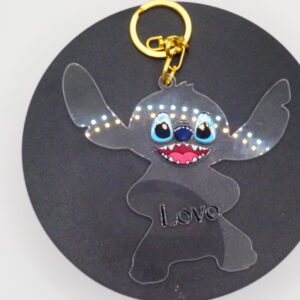 Porte clefs pour sac en acrylique forme Stitch